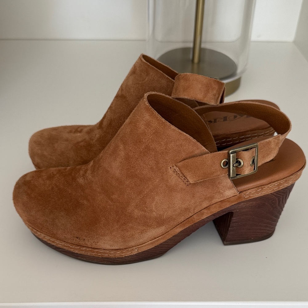 Korks Brown Suede Slingback Mules